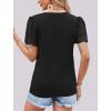 imageXIEERDUO Lace Puff Sleeve Tops for Women 2024 V Neck Shirts Womens Shirts Dressy Casual Loose Tops Summer Tee ShirtA01black