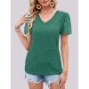 imageXIEERDUO Lace Puff Sleeve Tops for Women 2024 V Neck Shirts Womens Shirts Dressy Casual Loose Tops Summer Tee ShirtA03dark Green