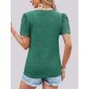 imageXIEERDUO Lace Puff Sleeve Tops for Women 2024 V Neck Shirts Womens Shirts Dressy Casual Loose Tops Summer Tee ShirtA03dark Green
