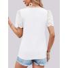 imageXIEERDUO Lace Puff Sleeve Tops for Women 2024 V Neck Shirts Womens Shirts Dressy Casual Loose Tops Summer Tee ShirtA05white