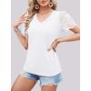 imageXIEERDUO Lace Puff Sleeve Tops for Women 2024 V Neck Shirts Womens Shirts Dressy Casual Loose Tops Summer Tee ShirtA05white