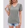imageXIEERDUO Lace Puff Sleeve Tops for Women 2024 V Neck Shirts Womens Shirts Dressy Casual Loose Tops Summer Tee ShirtA10gray