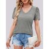 imageXIEERDUO Lace Puff Sleeve Tops for Women 2024 V Neck Shirts Womens Shirts Dressy Casual Loose Tops Summer Tee ShirtA10gray