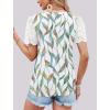 imageXIEERDUO Lace Puff Sleeve Tops for Women 2024 V Neck Shirts Womens Shirts Dressy Casual Loose Tops Summer Tee ShirtLeaf Print
