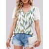 imageXIEERDUO Lace Puff Sleeve Tops for Women 2024 V Neck Shirts Womens Shirts Dressy Casual Loose Tops Summer Tee ShirtLeaf Print