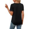 imageXIEERDUO V Neck T Shirts for Women Lace Sleeve Ladies Tops and Blouses Summer Outfits Basic TeeAblack