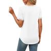 imageXIEERDUO V Neck T Shirts for Women Lace Sleeve Ladies Tops and Blouses Summer Outfits Basic TeeAwhite