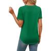 imageXIEERDUO V Neck T Shirts for Women Lace Sleeve Ladies Tops and Blouses Summer Outfits Basic TeeBgreen