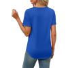 imageXIEERDUO V Neck T Shirts for Women Lace Sleeve Ladies Tops and Blouses Summer Outfits Basic TeeBroyal Blue