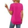 imageXIEERDUO V Neck T Shirts for Women Lace Sleeve Ladies Tops and Blouses Summer Outfits Basic TeeHot Pink