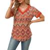 imageXIEERDUO V Neck T Shirts for Women Lace Sleeve Ladies Tops and Blouses Summer Outfits Basic TeePatternedboho Floral