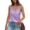 imageXIEERDUO V Neck Tank Tops for Women Silk Satin Summer Sleeveless Camisole S2XL