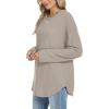 imageXIEERDUO Women Tunic Tops Dressy Casual Long Sleeve Shirts Fall Trendy Waffle Knit Crewneck Curved Hem Fashion Clothing 2025Akhaki