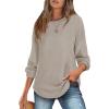 imageXIEERDUO Women Tunic Tops Dressy Casual Long Sleeve Shirts Fall Trendy Waffle Knit Crewneck Curved Hem Fashion Clothing 2025Akhaki