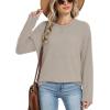 imageXIEERDUO Women Tunic Tops Dressy Casual Long Sleeve Shirts Fall Trendy Waffle Knit Crewneck Curved Hem Fashion Clothing 2025Akhaki