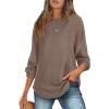 imageXIEERDUO Women Tunic Tops Dressy Casual Long Sleeve Shirts Fall Trendy Waffle Knit Crewneck Curved Hem Fashion Clothing 2025Ccaramel