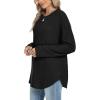 imageXIEERDUO Women Tunic Tops Dressy Casual Long Sleeve Shirts Fall Trendy Waffle Knit Crewneck Curved Hem Fashion Clothing 2025Dblack