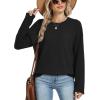 imageXIEERDUO Women Tunic Tops Dressy Casual Long Sleeve Shirts Fall Trendy Waffle Knit Crewneck Curved Hem Fashion Clothing 2025Dblack