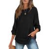 imageXIEERDUO Women Tunic Tops Dressy Casual Long Sleeve Shirts Fall Trendy Waffle Knit Crewneck Curved Hem Fashion Clothing 2025Dblack