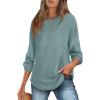 imageXIEERDUO Women Tunic Tops Dressy Casual Long Sleeve Shirts Fall Trendy Waffle Knit Crewneck Curved Hem Fashion Clothing 2025Eblue Green