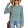 imageXIEERDUO Women Tunic Tops Dressy Casual Long Sleeve Shirts Fall Trendy Waffle Knit Crewneck Curved Hem Fashion Clothing 2025Eblue Green