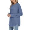 imageXIEERDUO Women Tunic Tops Dressy Casual Long Sleeve Shirts Fall Trendy Waffle Knit Crewneck Curved Hem Fashion Clothing 2025Fnavy Blue