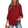 imageXIEERDUO Women Tunic Tops Dressy Casual Long Sleeve Shirts Fall Trendy Waffle Knit Crewneck Curved Hem Fashion Clothing 2025Gburgundy