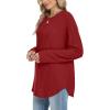 imageXIEERDUO Women Tunic Tops Dressy Casual Long Sleeve Shirts Fall Trendy Waffle Knit Crewneck Curved Hem Fashion Clothing 2025Gburgundy