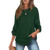 imageXIEERDUO Women Tunic Tops Dressy Casual Long Sleeve Shirts Fall Trendy Waffle Knit Crewneck Curved Hem Fashion Clothing 2025Hdark Green
