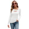 imageXIEERDUO Womens Long Sleeve Tops Slim Fit Fall Tops for Women 2025 Cutout Tops Y2K Ribbed TshirtWhite
