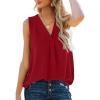 imageSummer Tops for Women 2025 Basic V Neck Tank Tops Elegant Office Work Blouse Red XL