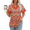 imageXIEERDUO V Neck T Shirts for Women Lace Sleeve Ladies Tops and Blouses Summer Outfits Basic TeePatternedboho Floral