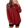 imageXIEERDUO Women Tunic Tops Dressy Casual Long Sleeve Shirts Fall Trendy Waffle Knit Crewneck Curved Hem Fashion Clothing 2025Gburgundy
