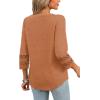 imageXIEERDUO 34 Length Sleeve Womens Tops and Blouses Dressy Casual Crewneck T Shirts Fashion Clothes Loose Fit TrendyCaramel