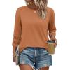 imageXIEERDUO 34 Length Sleeve Womens Tops and Blouses Dressy Casual Crewneck T Shirts Fashion Clothes Loose Fit TrendyCaramel