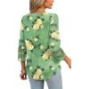 imageXIEERDUO 34 Length Sleeve Womens Tops and Blouses Dressy Casual Crewneck T Shirts Fashion Clothes Loose Fit TrendyZ Green Floral