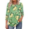imageXIEERDUO 34 Length Sleeve Womens Tops and Blouses Dressy Casual Crewneck T Shirts Fashion Clothes Loose Fit TrendyZ Green Floral