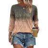 imageXIEERDUO 34 Length Sleeve Womens Tops and Blouses Dressy Casual Crewneck T Shirts Fashion Clothes Loose Fit TrendyZ Grey Coral
