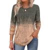 imageXIEERDUO 34 Length Sleeve Womens Tops and Blouses Dressy Casual Crewneck T Shirts Fashion Clothes Loose Fit TrendyZ Grey Coral