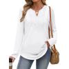 imageXIEERDUO Boho Tops for Women Blouses Dressy Casual V Neck Long Sleeve Shirts Fall Outfits Trendy Vacation ClothesA White