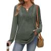 imageXIEERDUO Boho Tops for Women Blouses Dressy Casual V Neck Long Sleeve Shirts Fall Outfits Trendy Vacation ClothesArmy Green