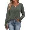 imageXIEERDUO Boho Tops for Women Blouses Dressy Casual V Neck Long Sleeve Shirts Fall Outfits Trendy Vacation ClothesArmy Green