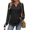 imageXIEERDUO Boho Tops for Women Blouses Dressy Casual V Neck Long Sleeve Shirts Fall Outfits Trendy Vacation ClothesBlack