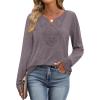 imageXIEERDUO Boho Tops for Women Blouses Dressy Casual V Neck Long Sleeve Shirts Fall Outfits Trendy Vacation ClothesGrey Purple