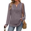 imageXIEERDUO Boho Tops for Women Blouses Dressy Casual V Neck Long Sleeve Shirts Fall Outfits Trendy Vacation ClothesGrey Purple