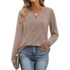 imageXIEERDUO Boho Tops for Women Blouses Dressy Casual V Neck Long Sleeve Shirts Fall Outfits Trendy Vacation ClothesKhaki
