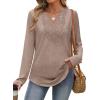imageXIEERDUO Boho Tops for Women Blouses Dressy Casual V Neck Long Sleeve Shirts Fall Outfits Trendy Vacation ClothesKhaki