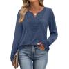 imageXIEERDUO Boho Tops for Women Blouses Dressy Casual V Neck Long Sleeve Shirts Fall Outfits Trendy Vacation ClothesNavy