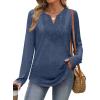 imageXIEERDUO Boho Tops for Women Blouses Dressy Casual V Neck Long Sleeve Shirts Fall Outfits Trendy Vacation ClothesNavy