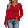 imageXIEERDUO Boho Tops for Women Blouses Dressy Casual V Neck Long Sleeve Shirts Fall Outfits Trendy Vacation ClothesRed